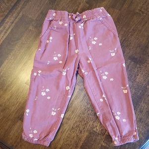 OshKosh B'gosh Toddler Woven Jogger Pants. Soft berry purple floral, Size 3T